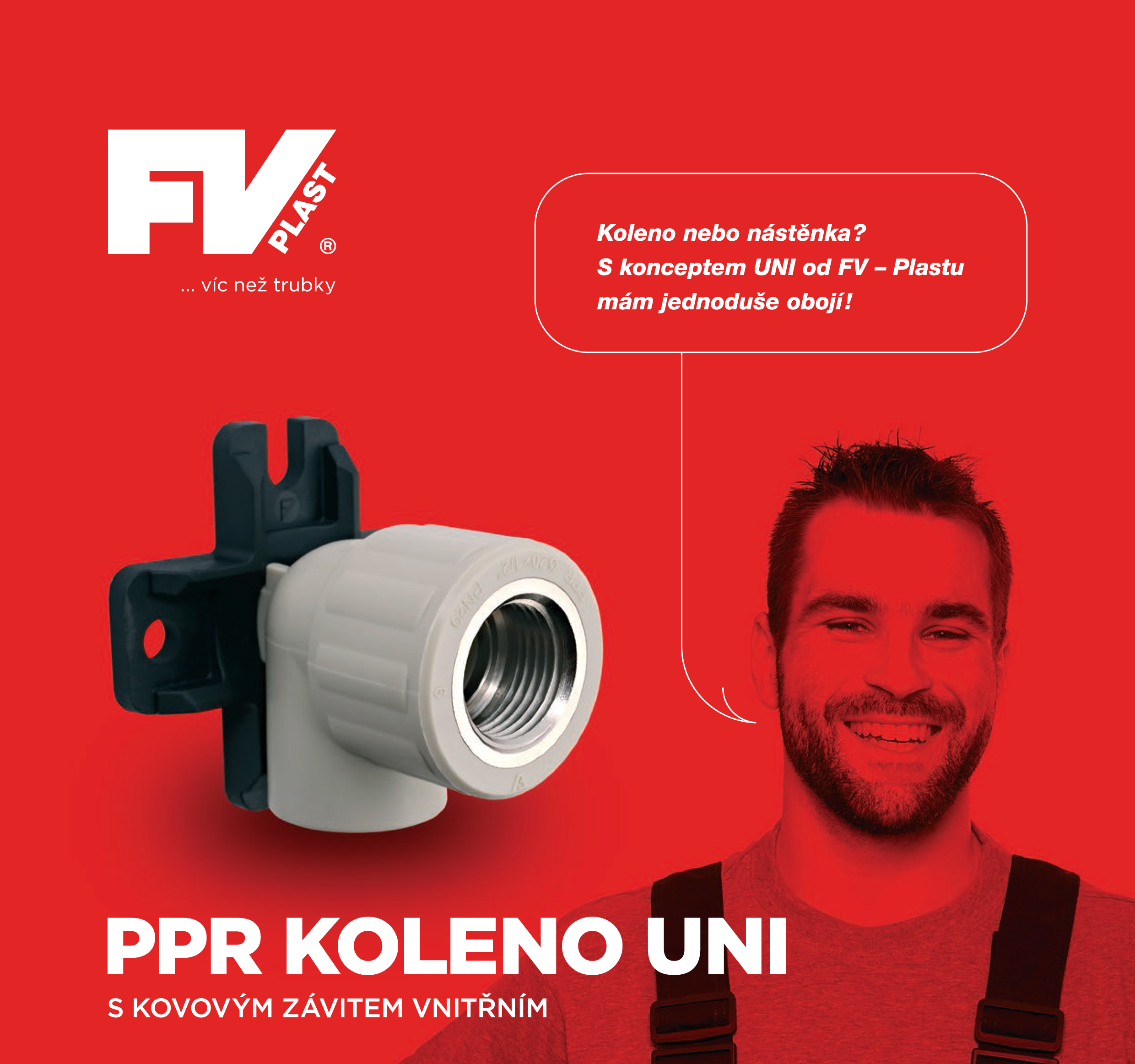 PPR koleno UNI s kovovým závitem. Usnadní vám práci i odlehčí brašnu PPR koleno UNI s kovovým závitem. Usnadní vám práci i odlehčí brašnu