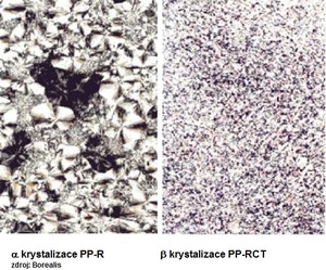 Obr. 1 Krystalická struktura polymeru PP-R a PP-RCT